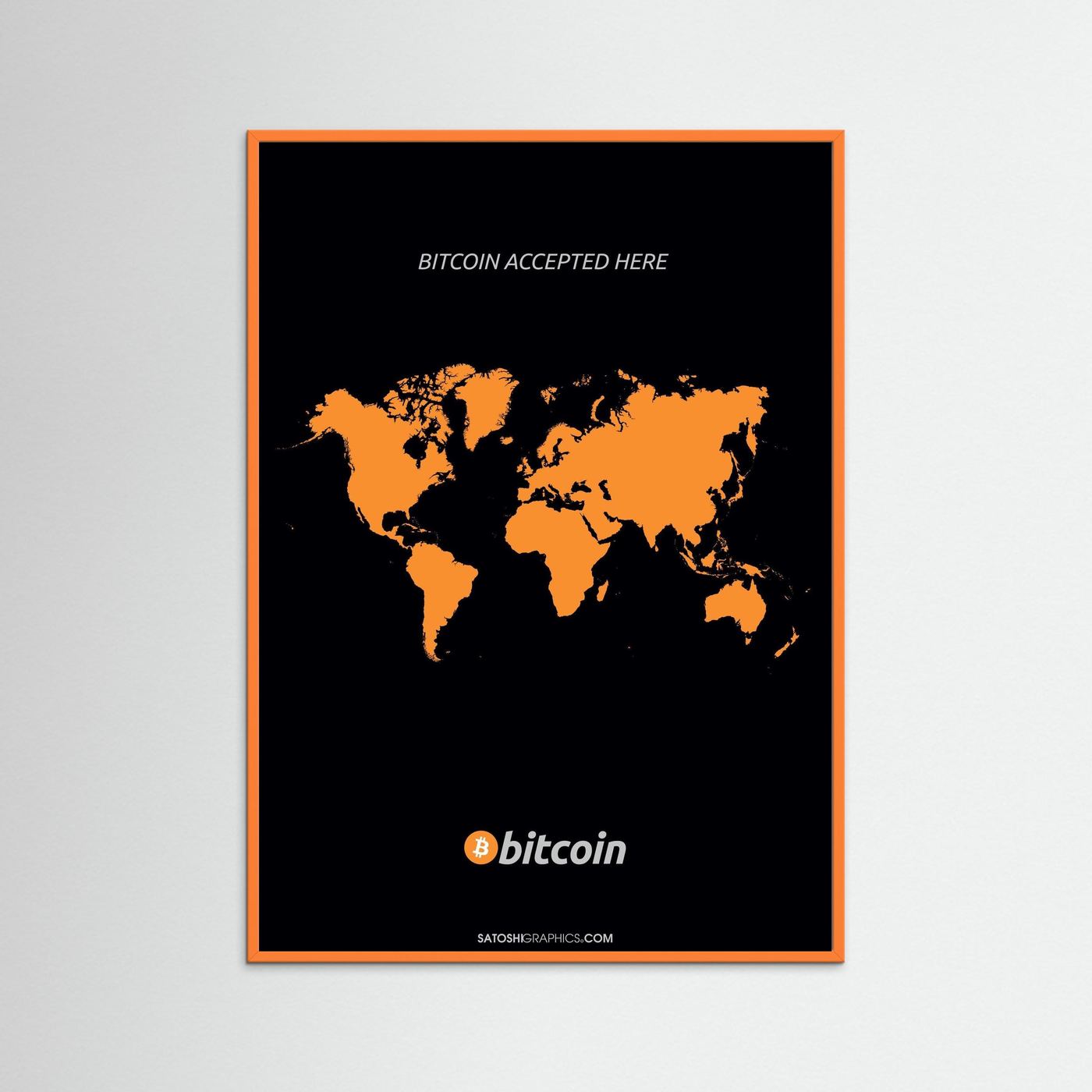 BITCOIN ACCEPTED HERE - WORLD MAP ART PRINT