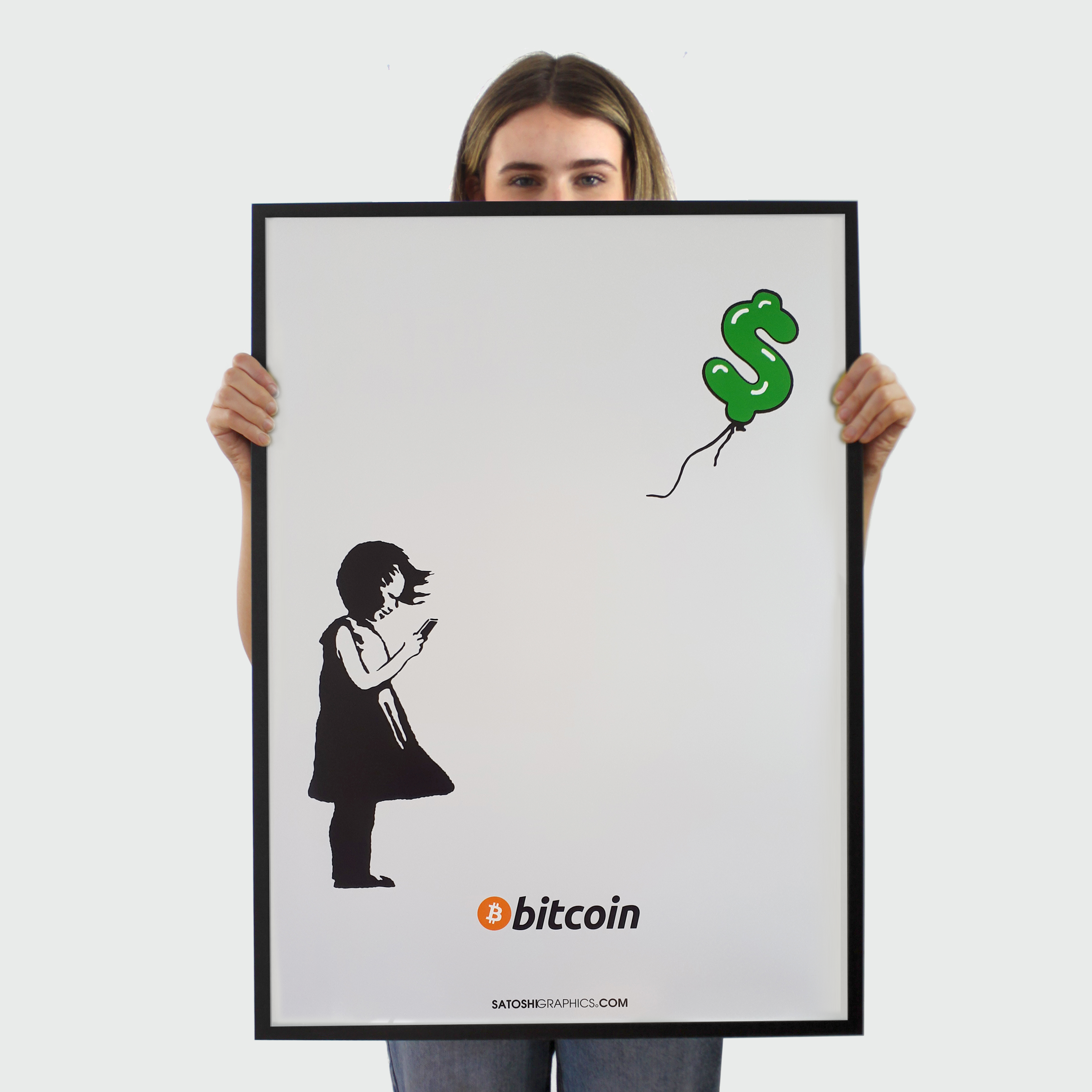 Banksy Girl With Bitcoin Poster