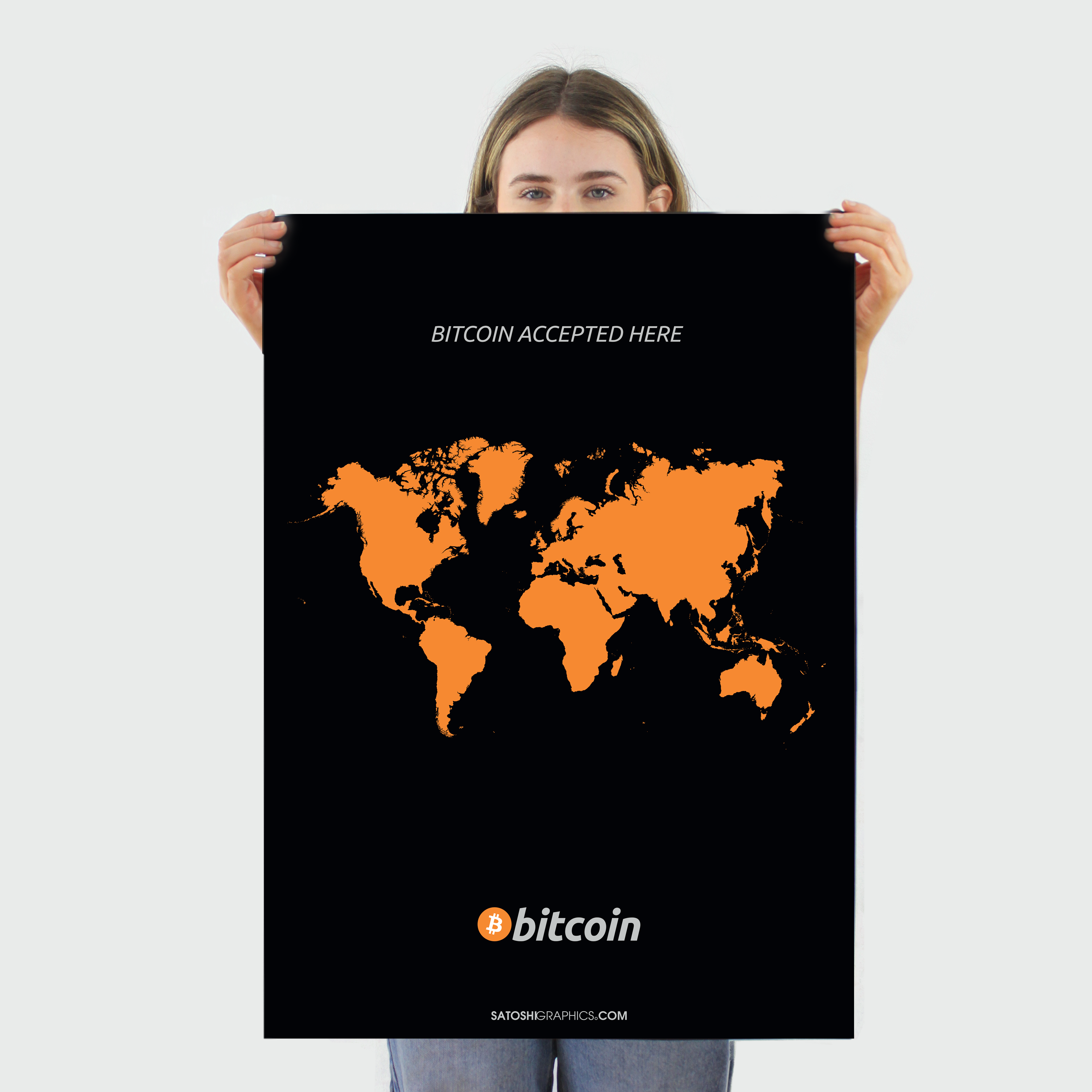 Bitcoin Accepted Here Poster - Satoshi Graphics Poster