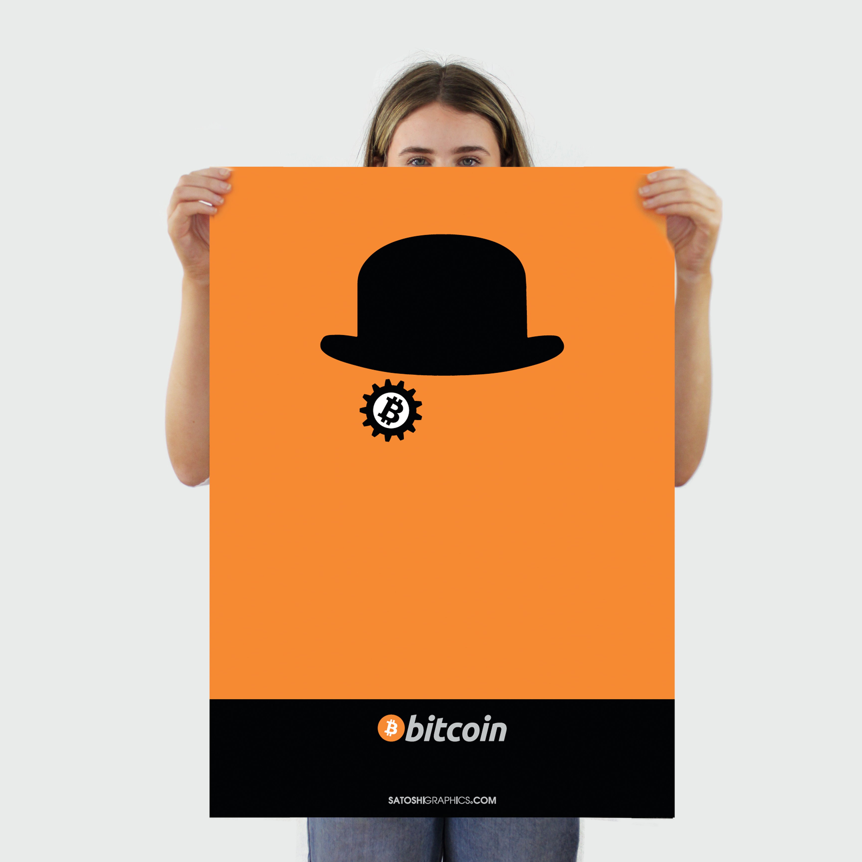 Clockwork Bitcoin / Clockwork Girl Holding Bitcoin Art Poster - The Future Of Money
