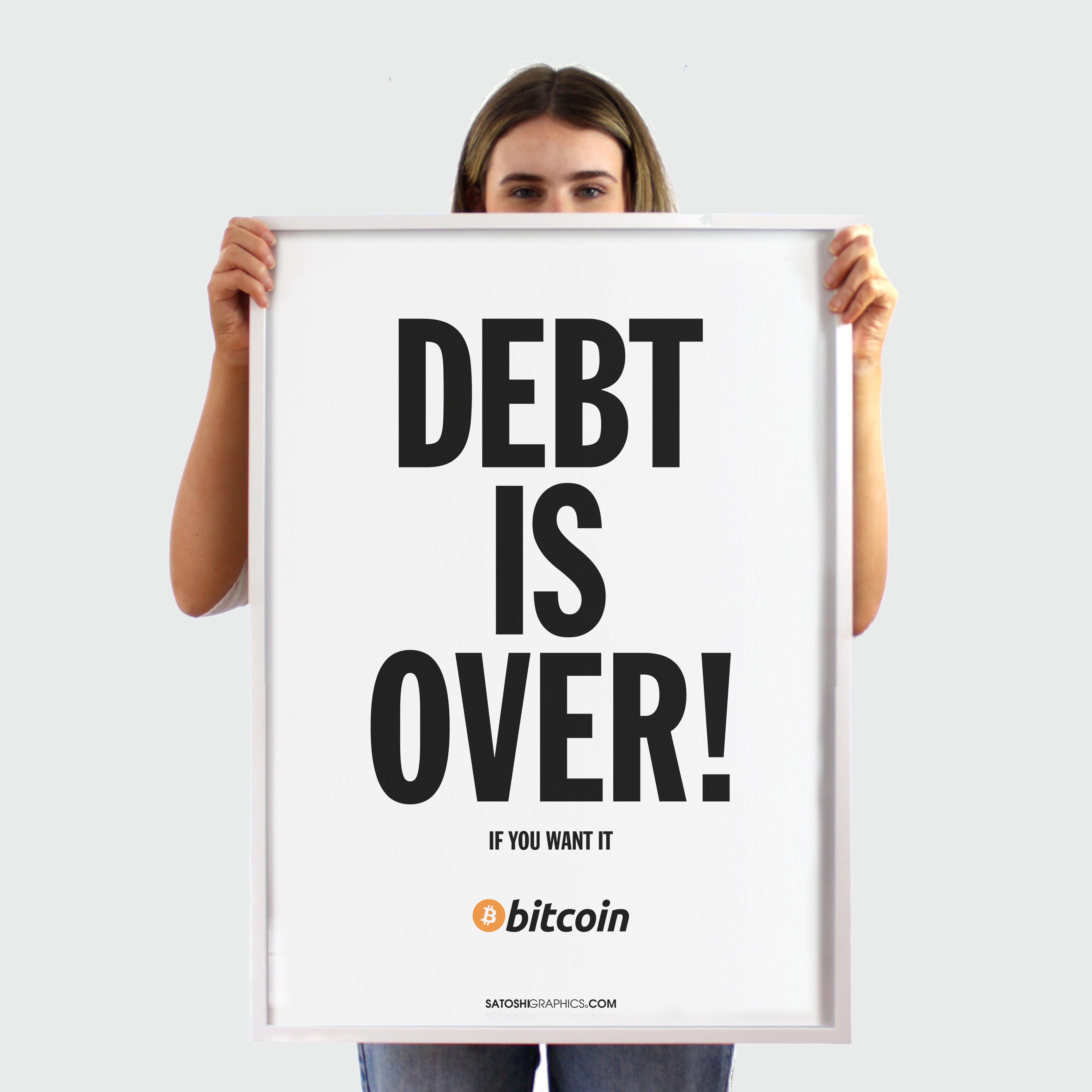 DEBT IS OVER - Bitcoin Art Poster 